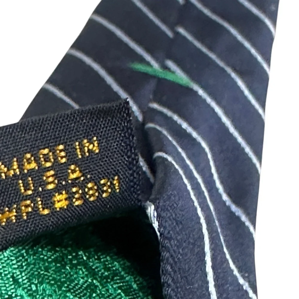 Tommy Hilfiger 100% Silk Patternblock Tie Blue/Green Plaid & Navy/White Stripe